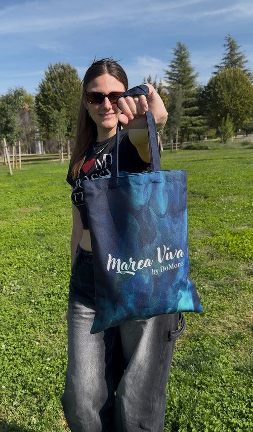 bolsa de tela edicion Marea viva, marca de movimiento Domore. ropa y accesorios 